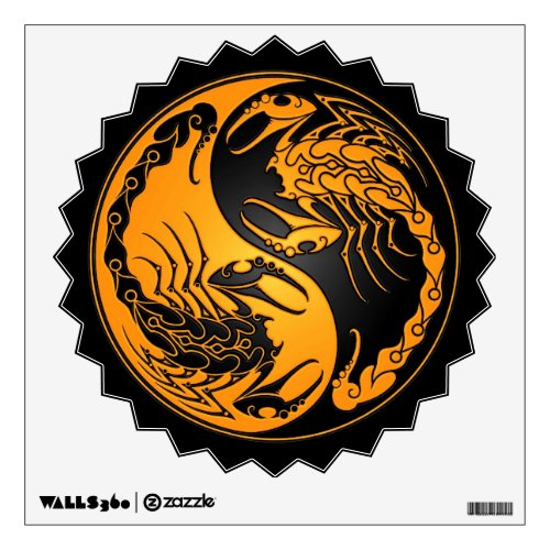 Yellow and Black Yin Yang Scorpions Wall Sticker