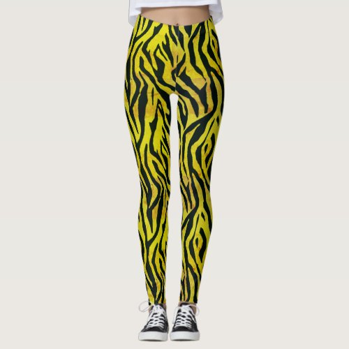 Yellow and Black Zebra print Leggings