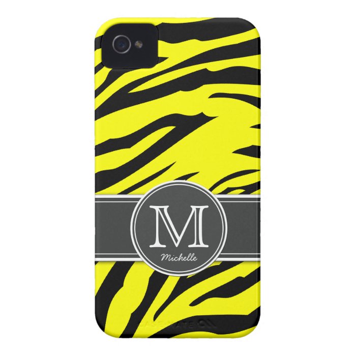 Yellow and Black Zebra stripes Case Mate iPhone 4 Cases