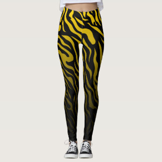 Yellow and Black Zebra Stripes: Stylish Leggings