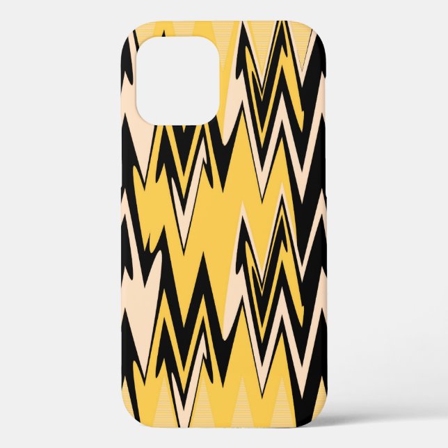 Yellow and Black Zigzag Abstract Chevron Case-Mate iPhone Case (Back)