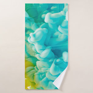 Yellow and blue abstract paint splash backgroundab bath towel