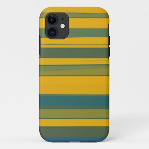 Yellow and Blue Abstract Stripes Pattern iPhone 11 Case