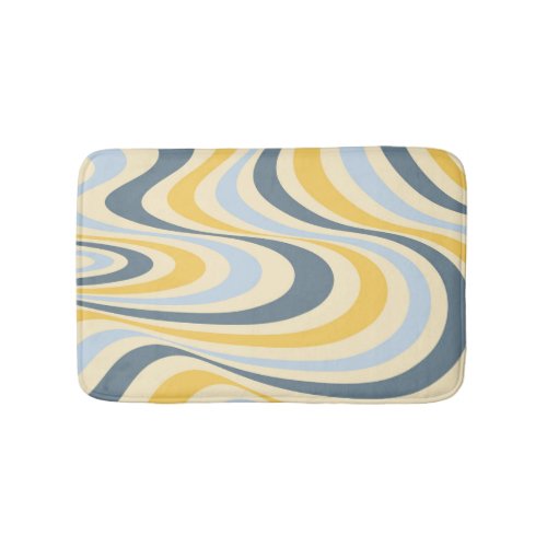 Yellow and blue abstract swirl design bath mat