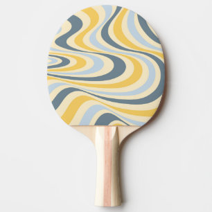 Yellow and blue abstract swirl design ping pong paddle