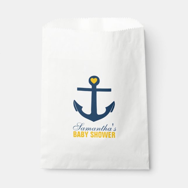 Yellow and Blue Anchor Favor Bag (Front)