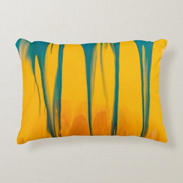 Yellow and blue apparel accent pillow (Front)