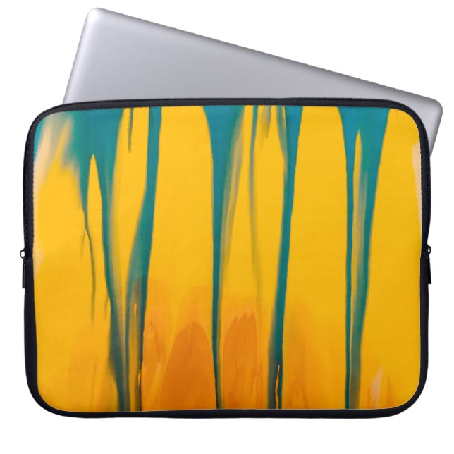 Yellow and blue apparel laptop sleeve (Front)