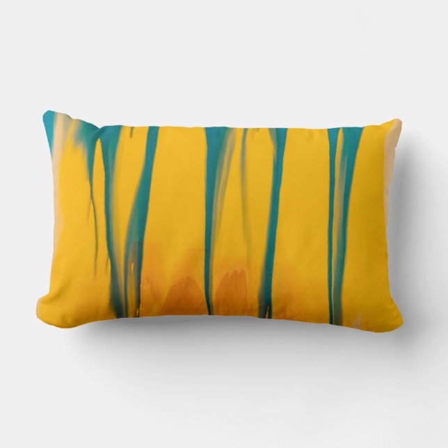 Yellow and blue apparel lumbar pillow (Front)