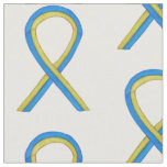 Yellow and Blue Awareness Ribbon Custom Material Fabric
