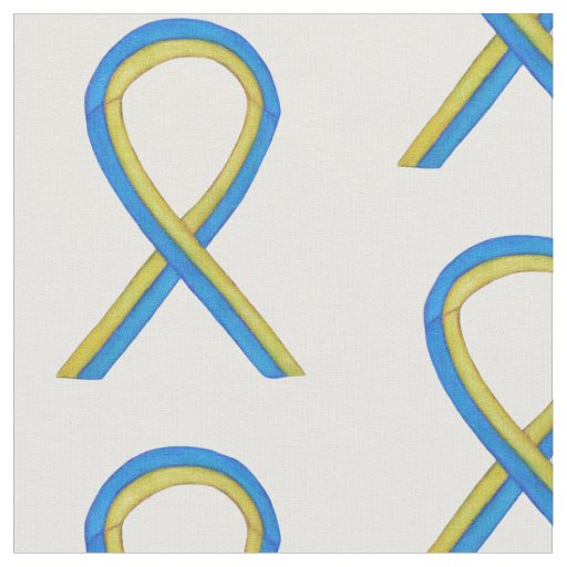 Yellow and Blue Awareness Ribbon Custom Material Fabric