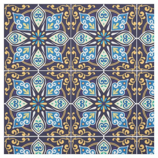 Yellow and blue Azulejos Fabric
