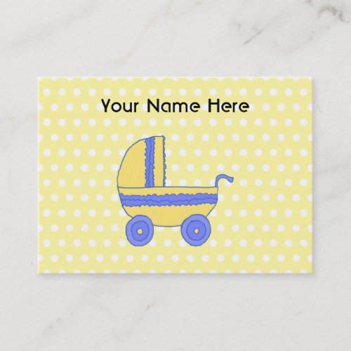 Yellow and Blue Baby Stroller. Business Card