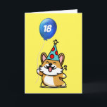 Yellow and Blue Balloon Corgi Birthday Card<br><div class="desc">A personalized corgi birthday card which you can easily personalize the balloon with the age needed. This funny corgi birthday card would make a great card for corgi lovers. Featuring a funny corgi dog wearing a party hat and holding a blue balloon against a yellow background on the front of...</div>