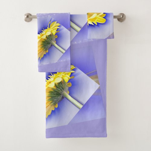 Yellow and blue bath towel set