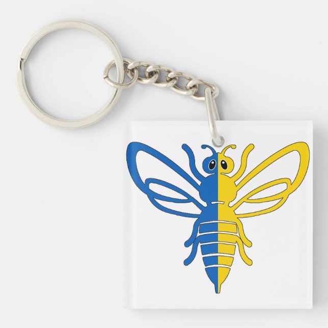 Yellow and blue bee keychain (Front)