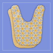 Yellow and Blue Botanical Flowers on Girly Floral