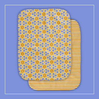 Yellow and Blue Botanical Flowers on Girly Floral Baby Burp Cloth