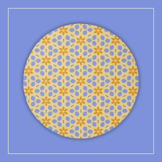 Yellow and Blue Botanical Flowers on Girly Floral Rug