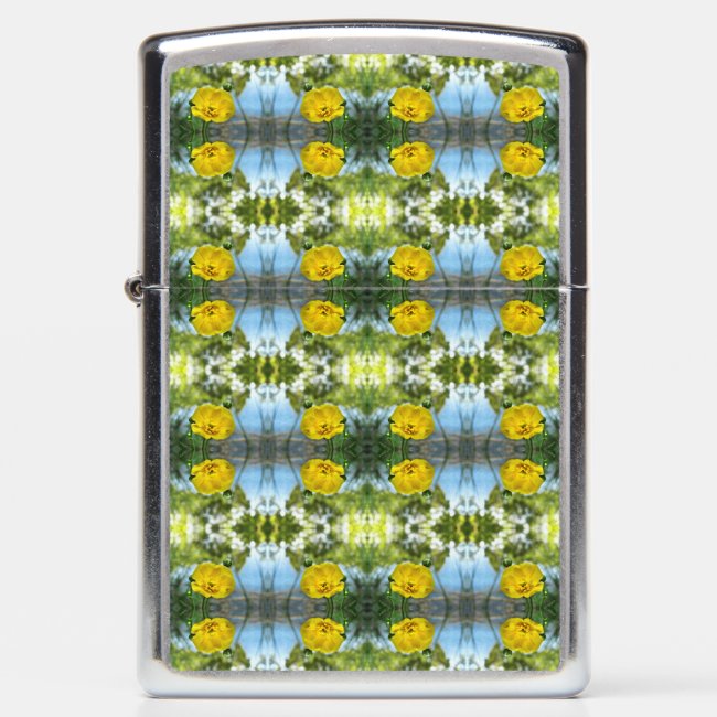 Yellow and Blue Buttercup Abstract Pattern Lighter