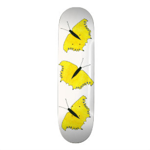 Yellow and Blue Butterfly Skateboard