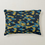 yellow and blue camo abstract accent pillow