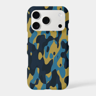 yellow and blue camo abstract iPhone 17 pro case