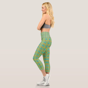 Yellow and Blue Capri Leggings