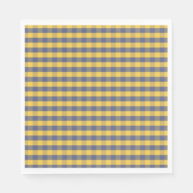 Yellow and blue checkered pattern design napkins (Front)