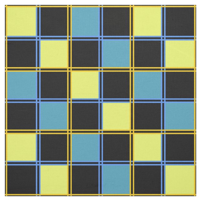 Yellow and blue  checkered pattern fabric (Swatch)