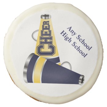 Yellow And Blue Cheerleader Cookie by Lilleaf at Zazzle