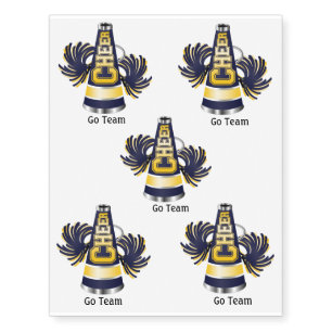 Yellow and Blue Cheerleader Temporary Tattoo