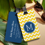 Yellow and Blue Chevron Pattern with Monogram Luggage Tag<br><div class="desc">Travel in style a trendy design with bright colors and a place to add your monograms or other text. If you need to adjust the artwork,  click on the customize button and make changes.</div>