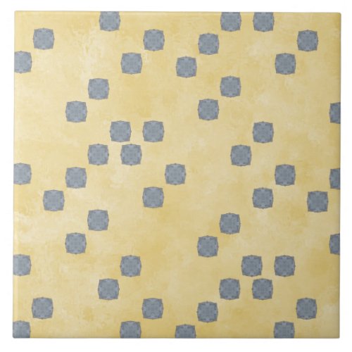 Yellow and Blue Contemporary Polka Dots Pattern Ceramic Tile