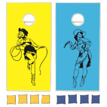 Yellow and Blue Cornhole Set