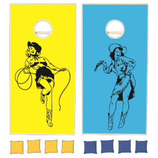 Yellow and Blue Cornhole Set
