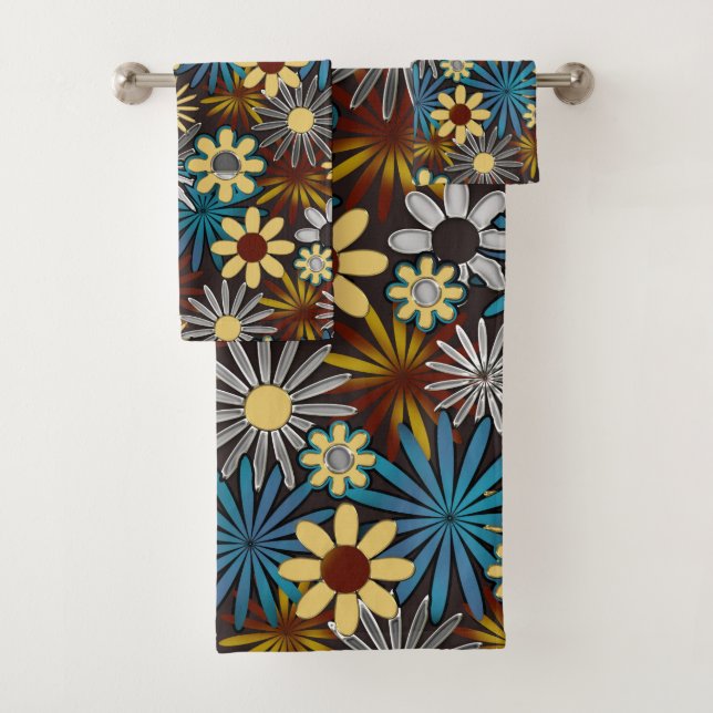 Yellow and Blue Daisies Bath Towel Set (Insitu)