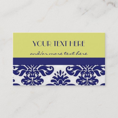 Yellow and Blue Damask Business Card