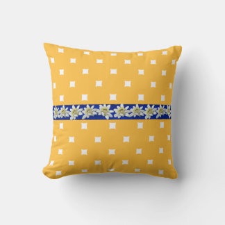 Yellow and Blue Edelweiss Accent Pillow