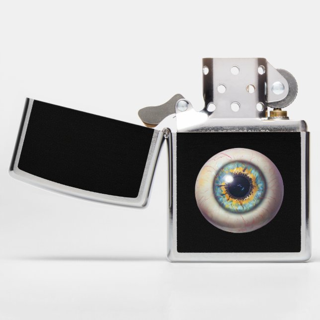 Yellow and Blue Eyeball Zippo Lighter (Opened)