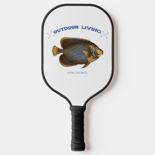 Yellow and blue fish design pickleball paddle