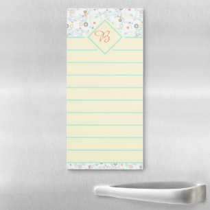 Yellow and blue floral magnetic notepad