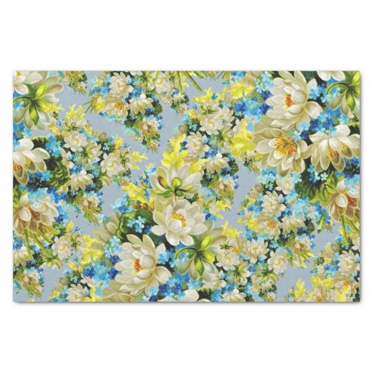 Yellow and Blue Floral Tissue Paper | Zazzle.com