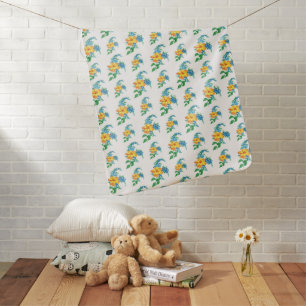Yellow and Blue Flower Baby Blanket