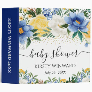 Yellow and Blue Flowers Baby Shower Photo Album 3 Ring Binder