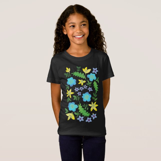 Yellow and blue flowers T-Shirt (Front Full)