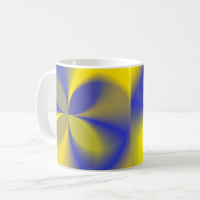 Yellow and Blue Four Leaves Coffee Mug (Front Left)