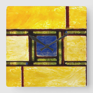 Yellow and Blue Glass Window Clock