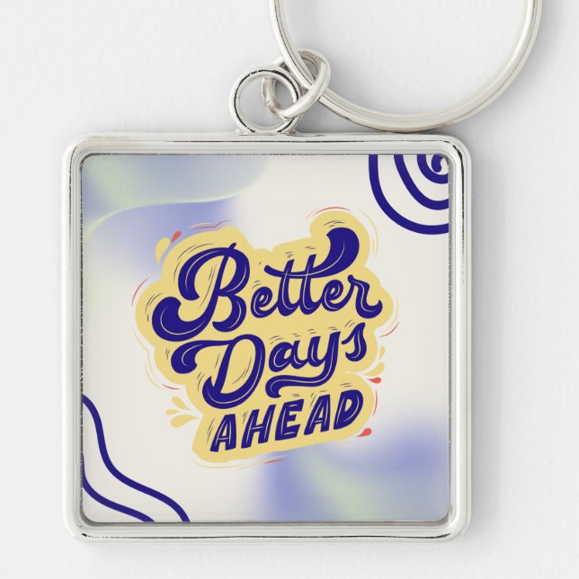 Yellow and Blue Gradient Quote Keychain (Front)