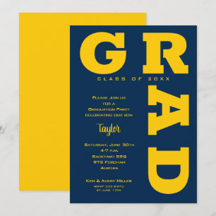 Yellow and Blue Graduation Party Invitation